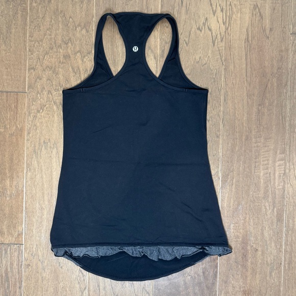 lululemon athletica Tops - Lululemon Black Racerback Tank Top with Back Hem Ruffle